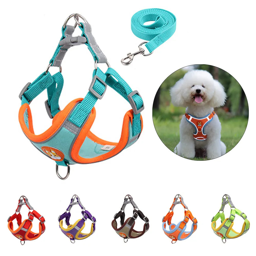 Adjustable Reflective Dog Harness and Leash Set