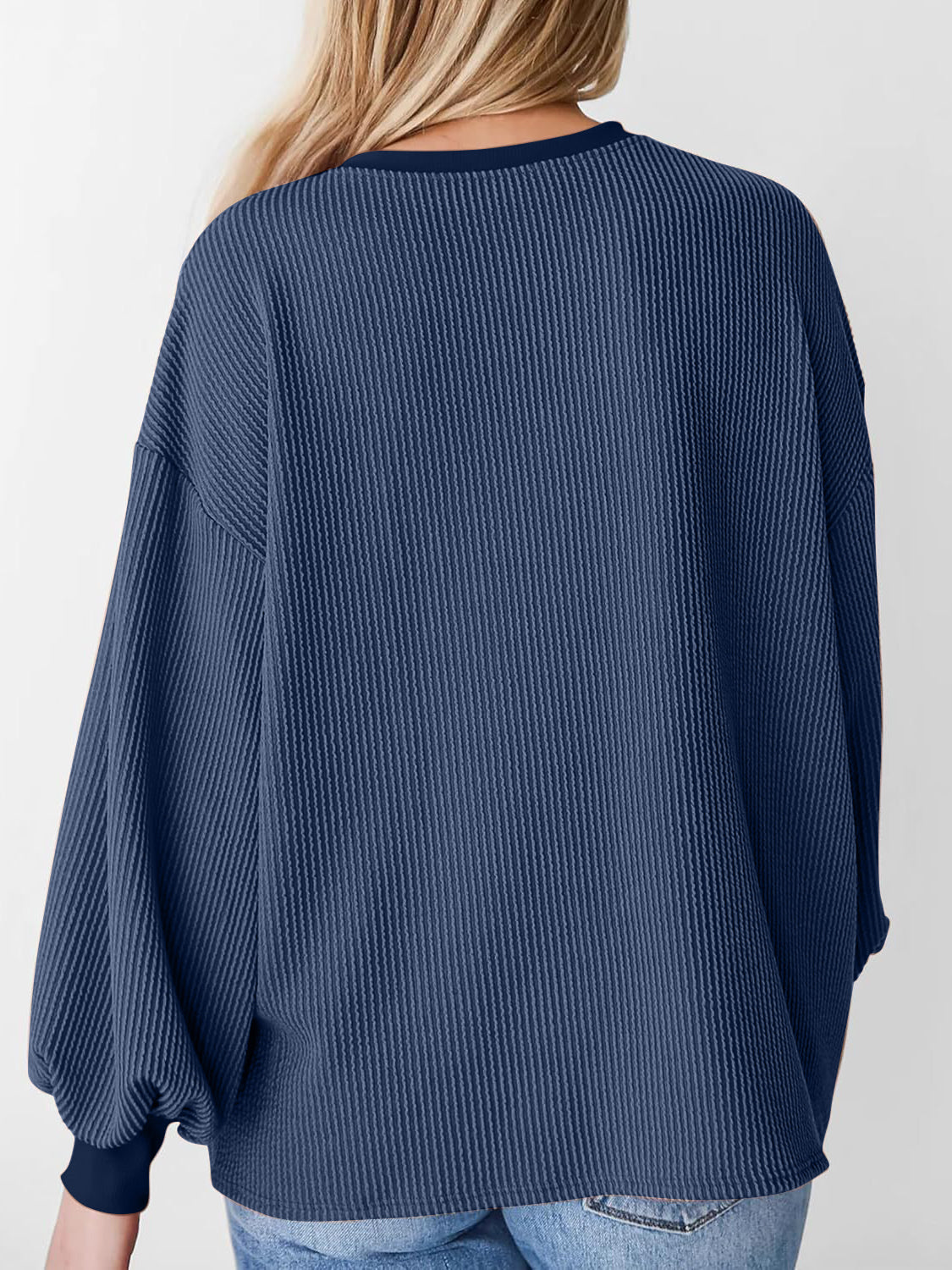 Round Neck Drop Shoulder Long Sleeve Sweatshirt