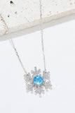 925 Sterling Silver Topaz Snowflake Shape Necklace