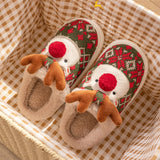 Cute Christmas Elk Plush Slippers - Cozy Winter Non-Slip House Shoes