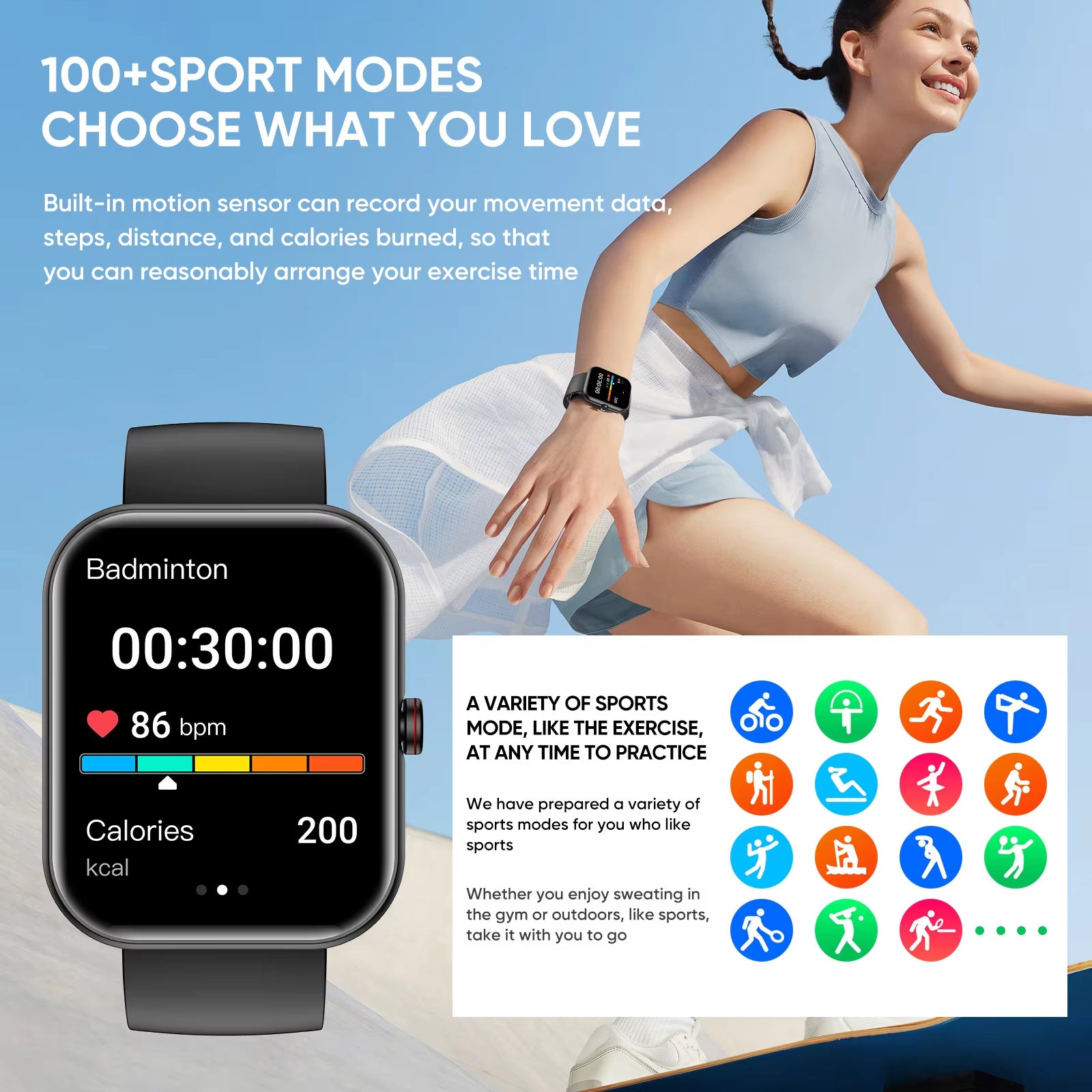 A221 Big Screen Smart Watch with BT Call & Fitness Tracker