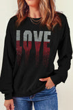 Rhinestone LOVE Round Neck Long Sleeve Sweatshirt