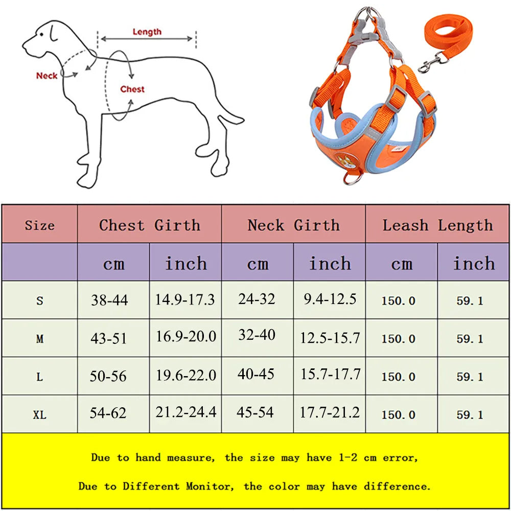 Adjustable Reflective Dog Harness and Leash Set