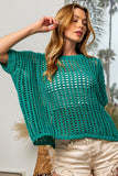 BiBi Hollowed Out Short Sleeve Knit Cover Up