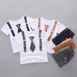 Baby Round Necktie Shorts T-shirt Set