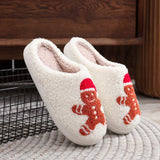 Christmas Gingerbread Cotton Slippers - Winter Home Shoes