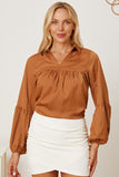 Balloon Sleeve Collared Neck Blouse