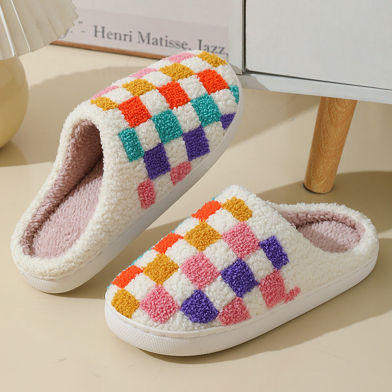 Colorful Checkerboard Slippers for Couples