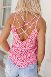 Cutout Leopard Round Neck Tank