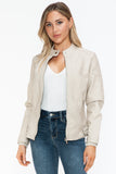 Snobbish Faux Leather Biker Jacket with Side Zip Pockets