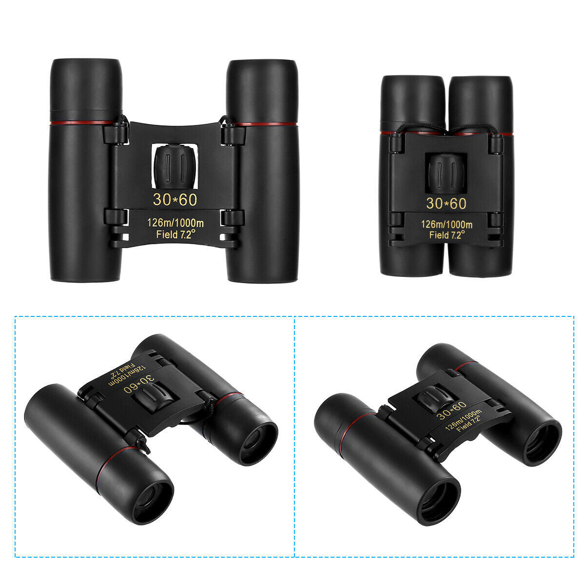 30x60 Compact Folding Binoculars for Travel & Outdoor