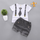 Baby Round Necktie Shorts T-shirt Set