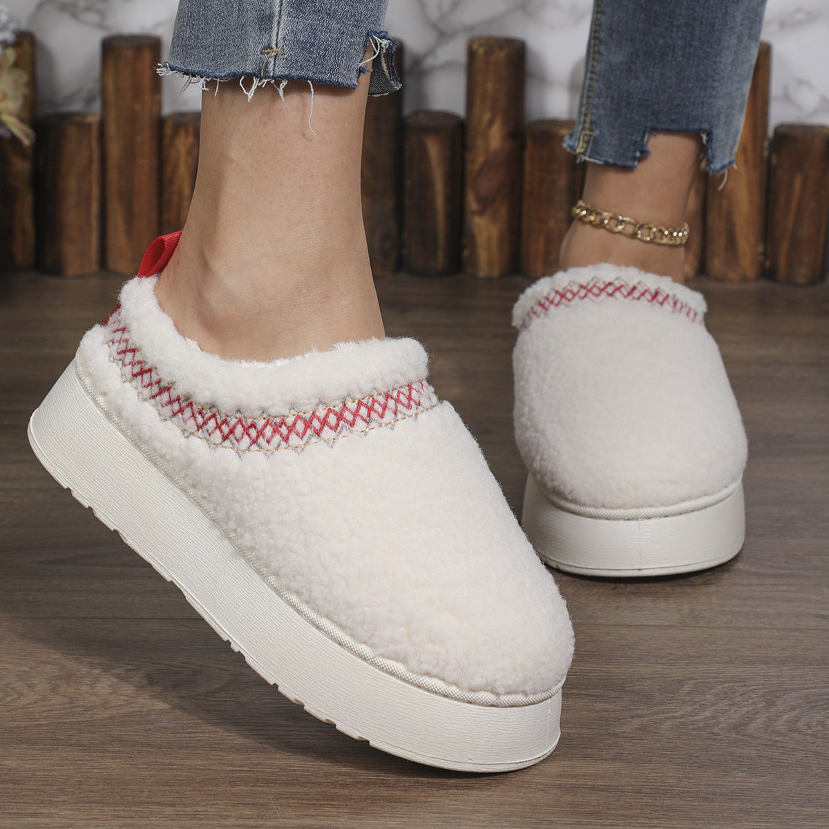 Ethnic Style Plush Slippers