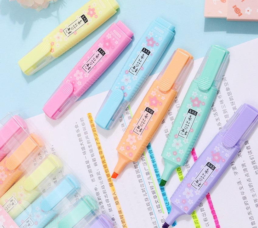 Cherry Blossom Highlighter Pen Set (6 Colors)