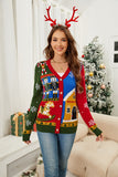 Nutcracker Contrast V-Neck Long Sleeve Cardigan