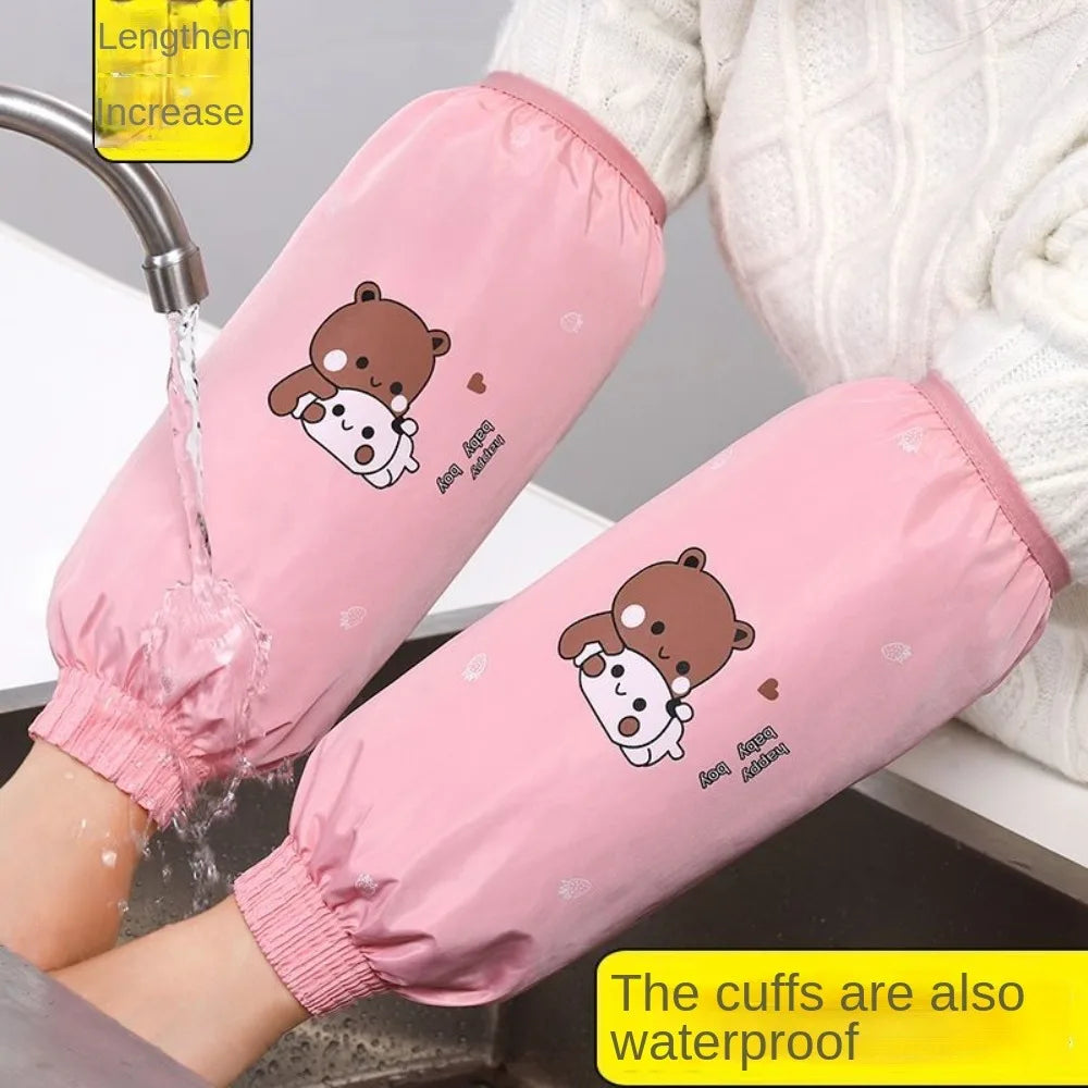 2Pairs Waterproof Anti-fouling Sleeve Cover Dirty Resistant Elastic Band Hand Sleeves Dirt-proof Cartoon Pattern