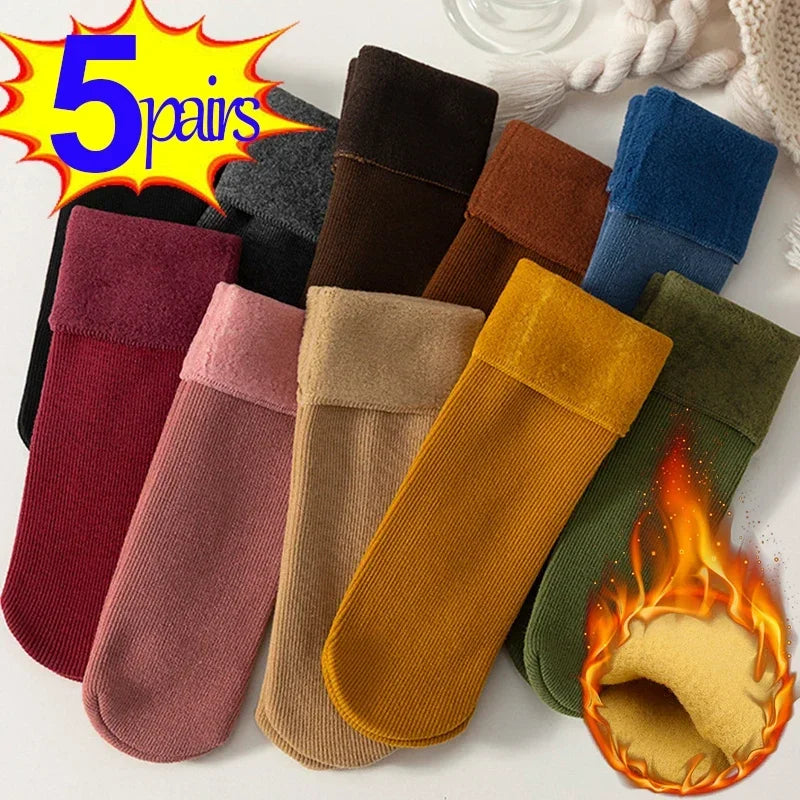 Women Men Winter Socks Warm Thicken Thermal Snow Boots Floor Socks Soft Velvet Cashmere Sock Sleep Solid Color Home Floor Socks