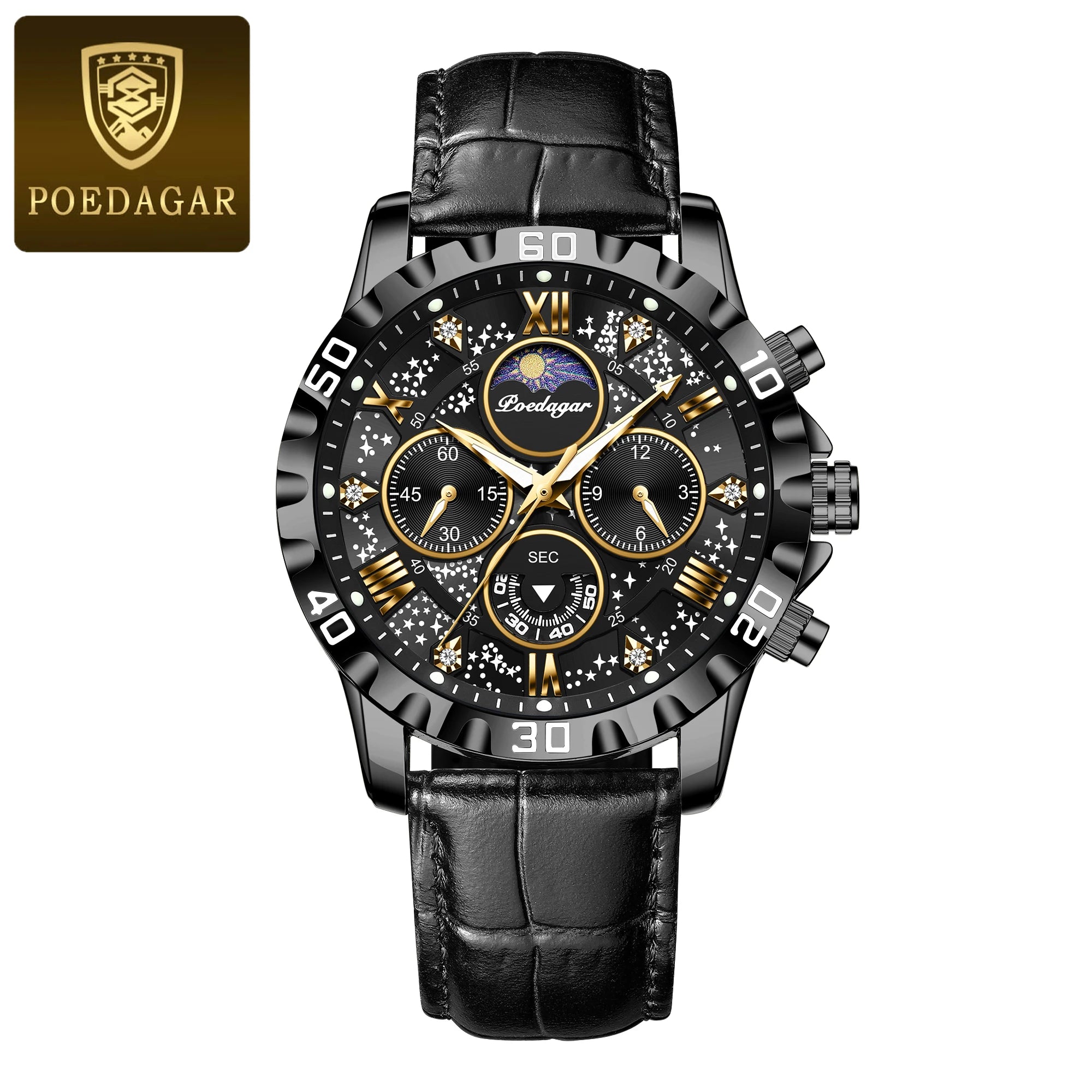 POEDAGAR Luxury Waterproof Chronograph Watch for Men