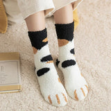 Cute Cat Paw Pattern Plush Winter Socks for Women