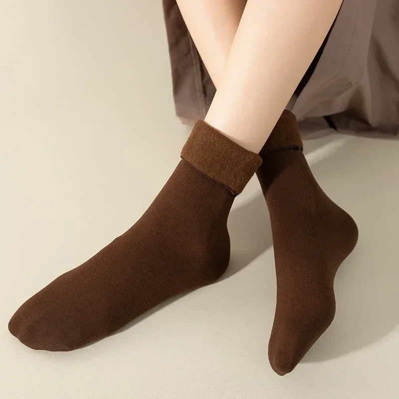 Women Men Winter Socks Warm Thicken Thermal Snow Boots Floor Socks Soft Velvet Cashmere Sock Sleep Solid Color Home Floor Socks