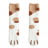 Cute Cat Paw Pattern Plush Winter Socks for Women