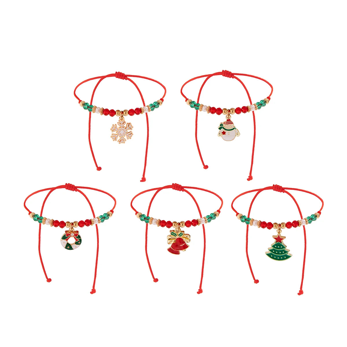 5pcs Christmas Charm Crystal Bracelet Set