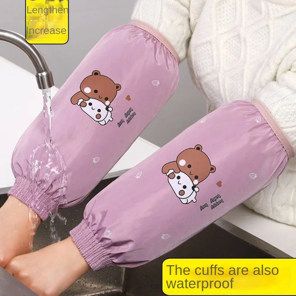 2Pairs Waterproof Anti-fouling Sleeve Cover Dirty Resistant Elastic Band Hand Sleeves Dirt-proof Cartoon Pattern