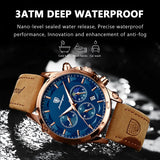 POEDAGAR Men's Luminous Moon Phase Quartz Watch