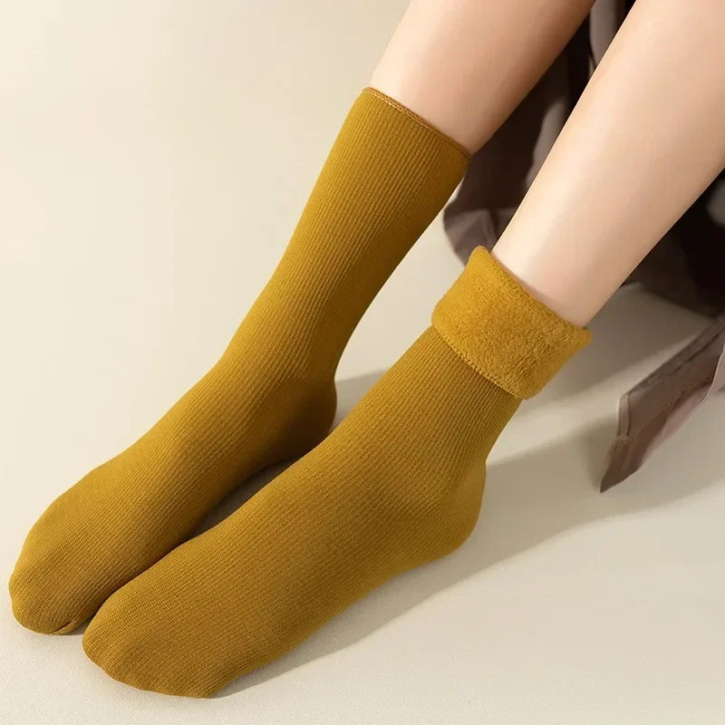 Women Men Winter Socks Warm Thicken Thermal Snow Boots Floor Socks Soft Velvet Cashmere Sock Sleep Solid Color Home Floor Socks