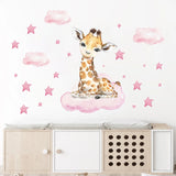 Cartoon Moon & Animals Wall Sticker – Kids Room Décor