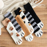 Cute Cat Paw Pattern Plush Winter Socks for Women