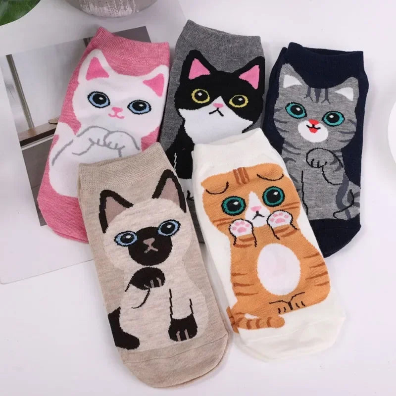 Cartoon Cat & Dog Pattern Socks for Women