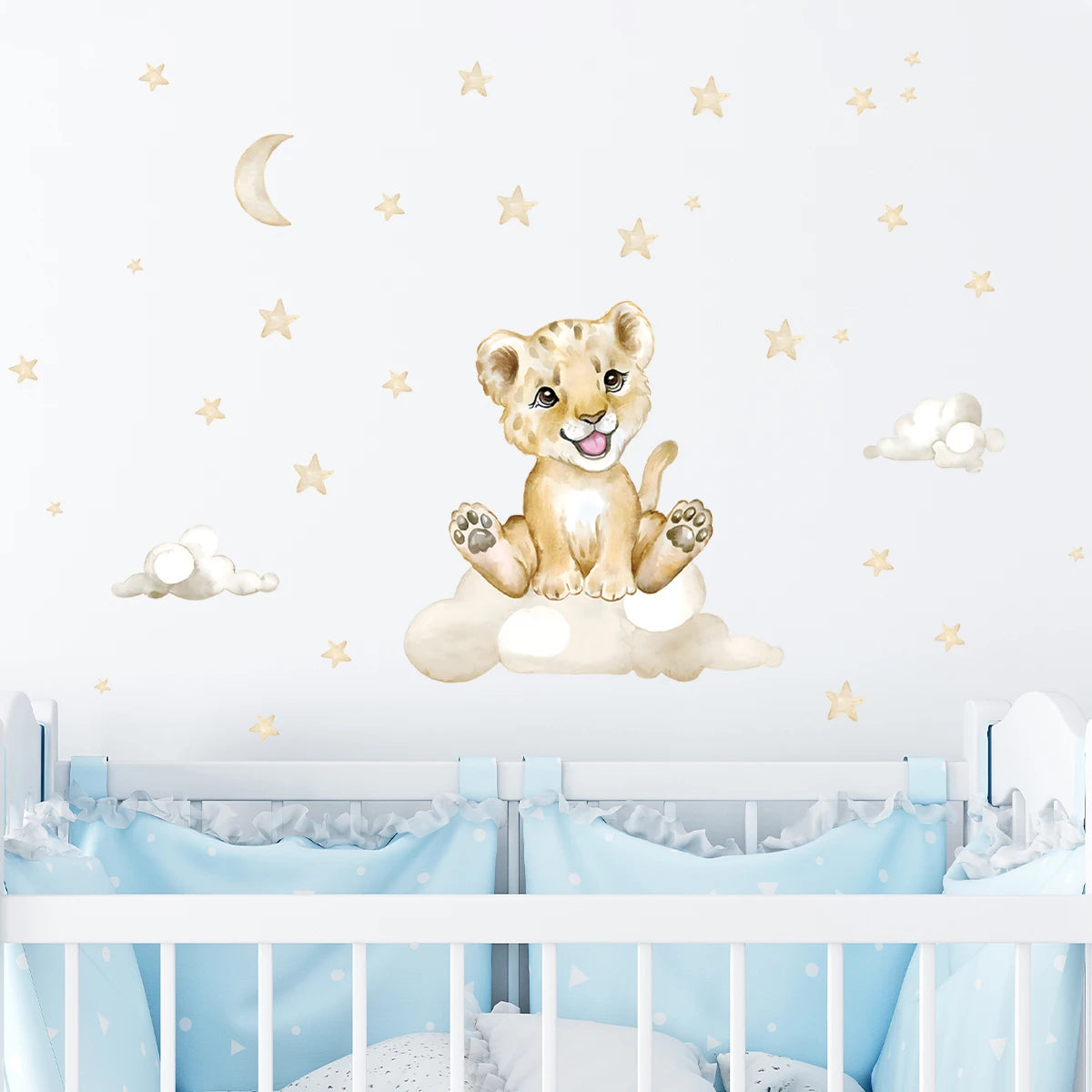 Cartoon Moon & Animals Wall Sticker – Kids Room Décor