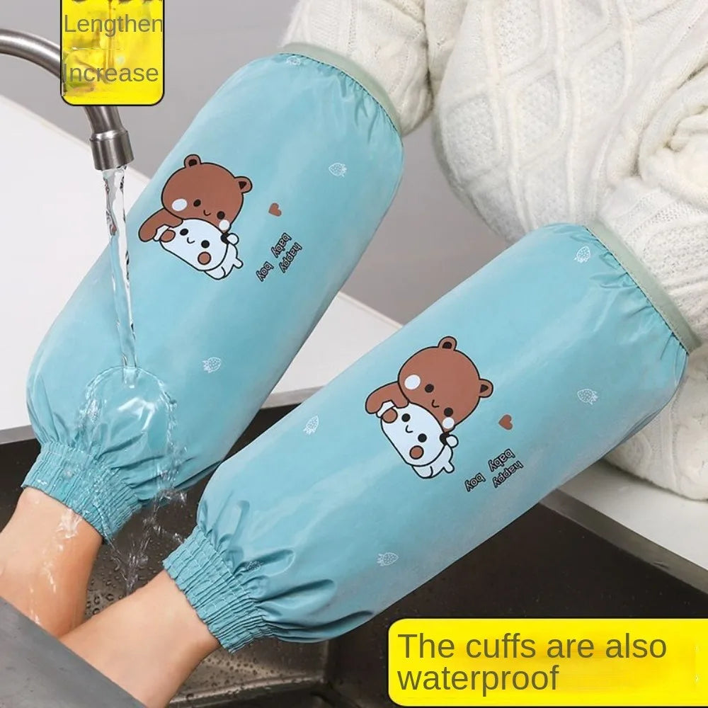 2Pairs Waterproof Anti-fouling Sleeve Cover Dirty Resistant Elastic Band Hand Sleeves Dirt-proof Cartoon Pattern