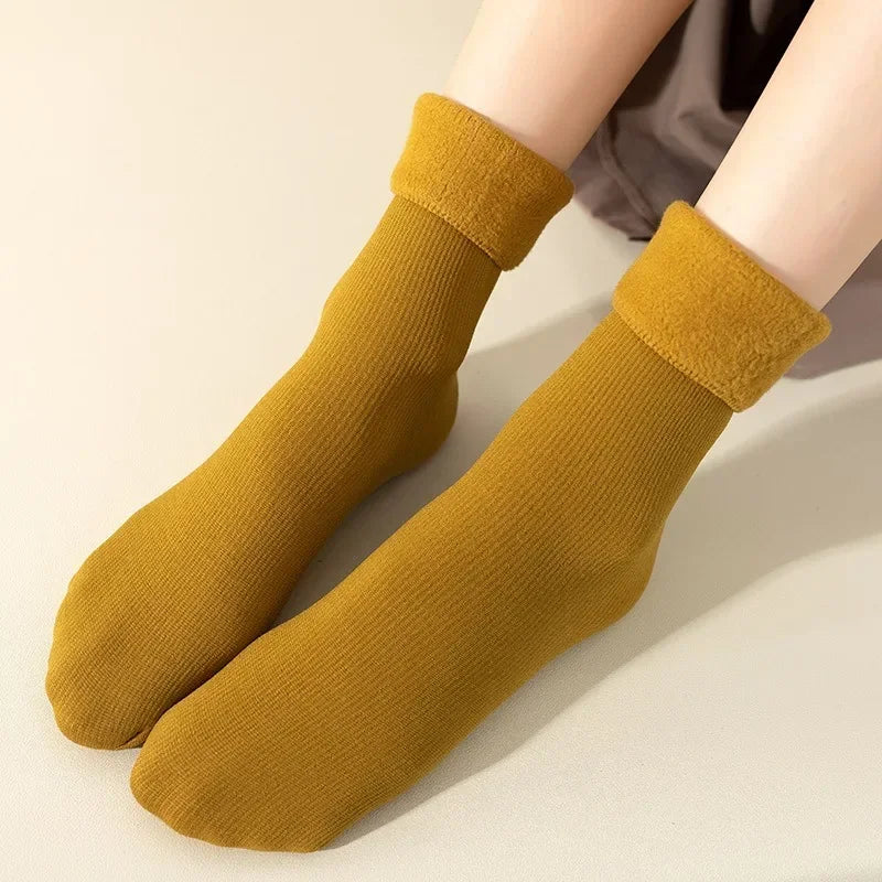 Women Men Winter Socks Warm Thicken Thermal Snow Boots Floor Socks Soft Velvet Cashmere Sock Sleep Solid Color Home Floor Socks