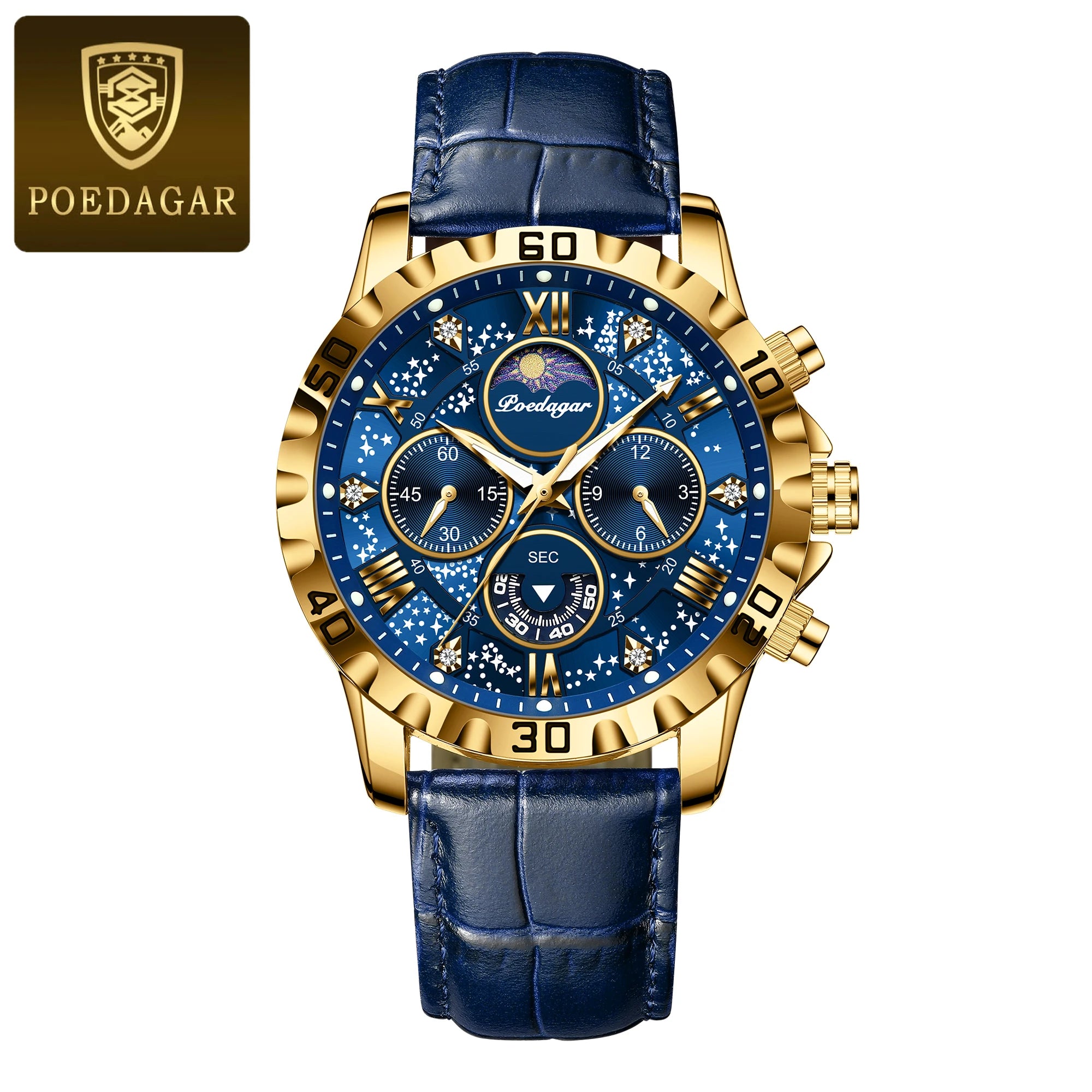 POEDAGAR Luxury Waterproof Chronograph Watch for Men