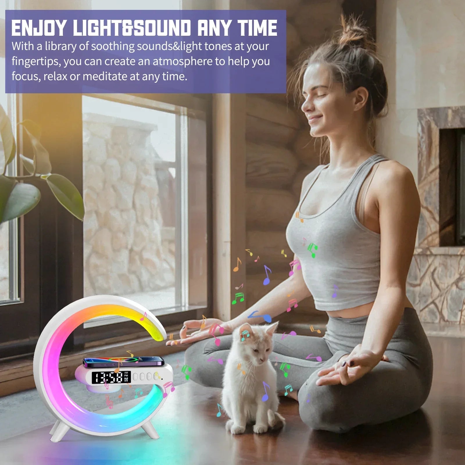 Multifunction Bluetooth Speaker & 15W Wireless Charging Stand with RGB Night Light