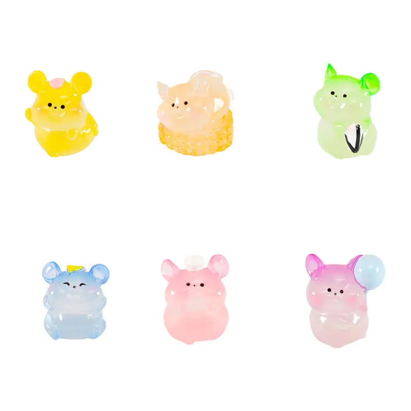 12pcs Luminous Mini Hamster Figurines