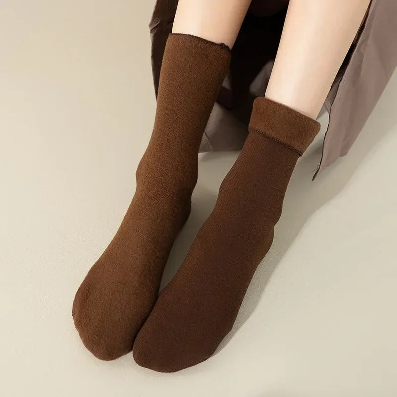 Women Men Winter Socks Warm Thicken Thermal Snow Boots Floor Socks Soft Velvet Cashmere Sock Sleep Solid Color Home Floor Socks