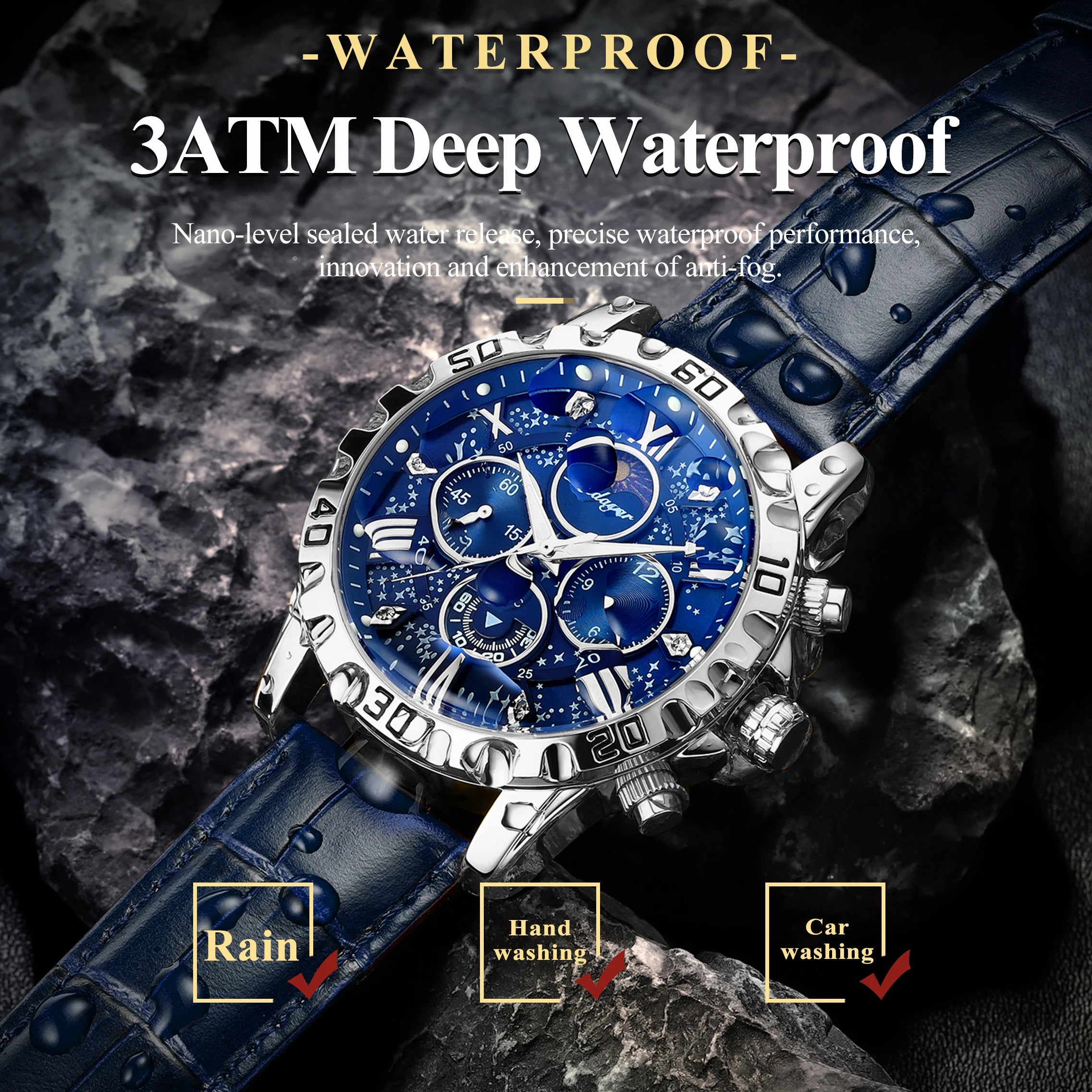 POEDAGAR Luxury Waterproof Chronograph Watch for Men