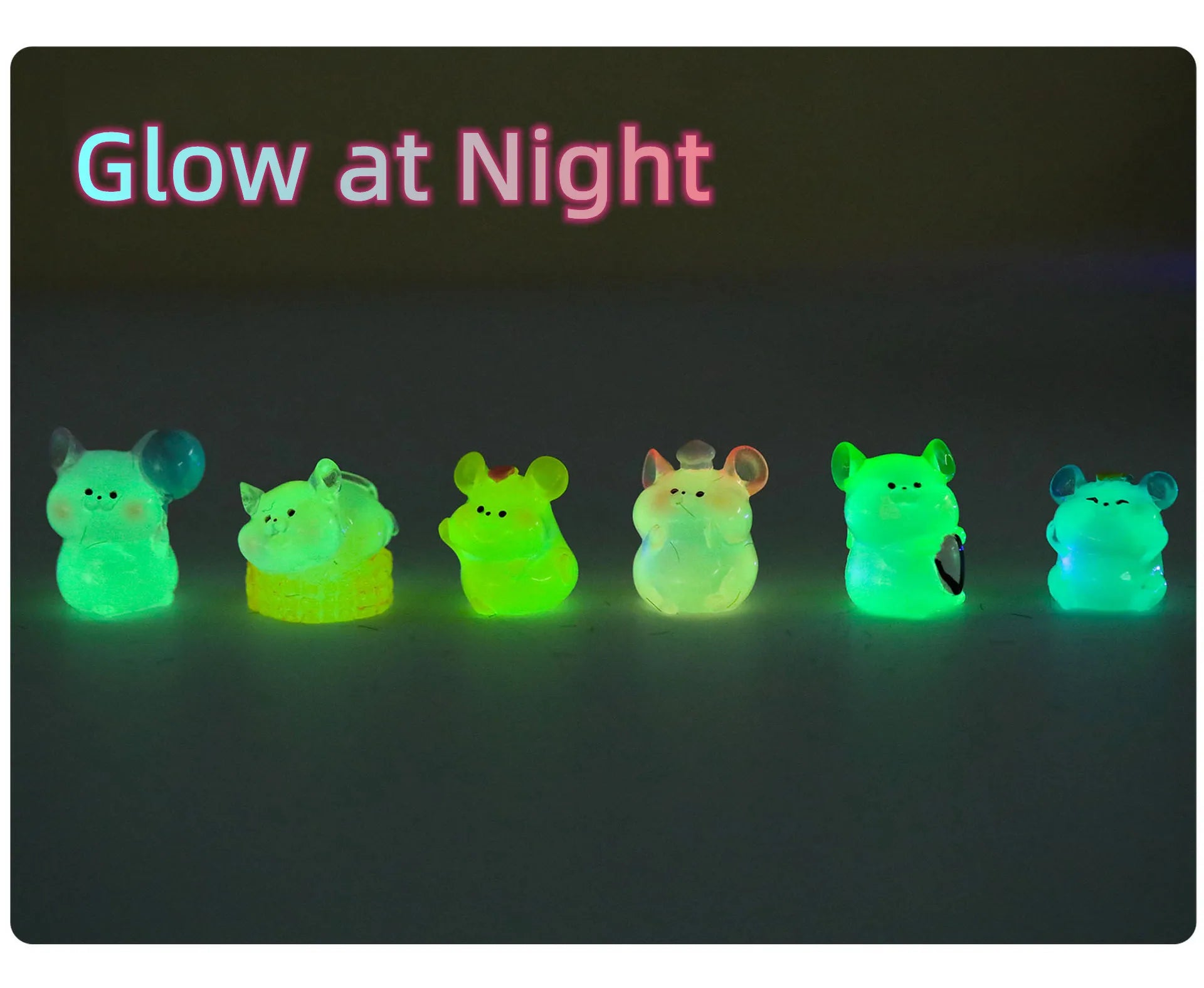 12pcs Luminous Mini Hamster Figurines