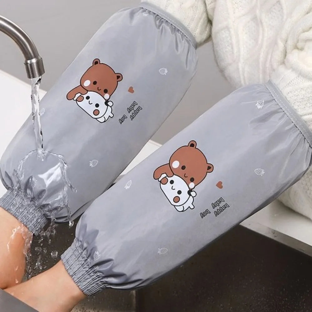 2Pairs Waterproof Anti-fouling Sleeve Cover Dirty Resistant Elastic Band Hand Sleeves Dirt-proof Cartoon Pattern