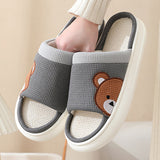 Cute Cartoon Bear Linen Slippers for Women