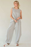 Davi & Dani Drawstring Hem Round Neck Tank and Pants Set