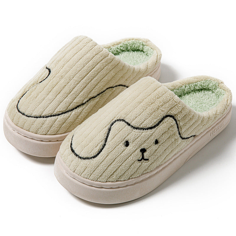 Striped Plush Cat Slippers for Couples