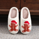 Christmas Gingerbread Cotton Slippers - Winter Home Shoes