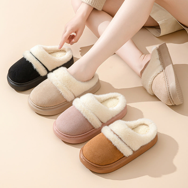 Women's Warm Cotton Slippers – Thick Bottom, Non-Slip Plus-Velvet