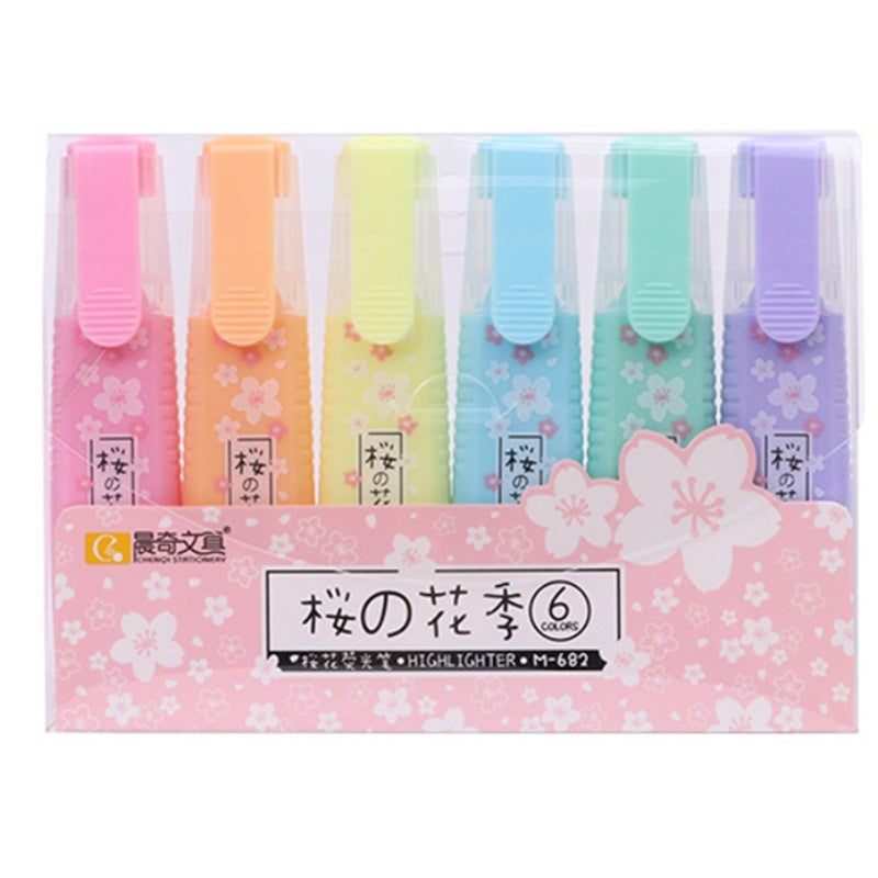 Cherry Blossom Highlighter Pen Set (6 Colors)