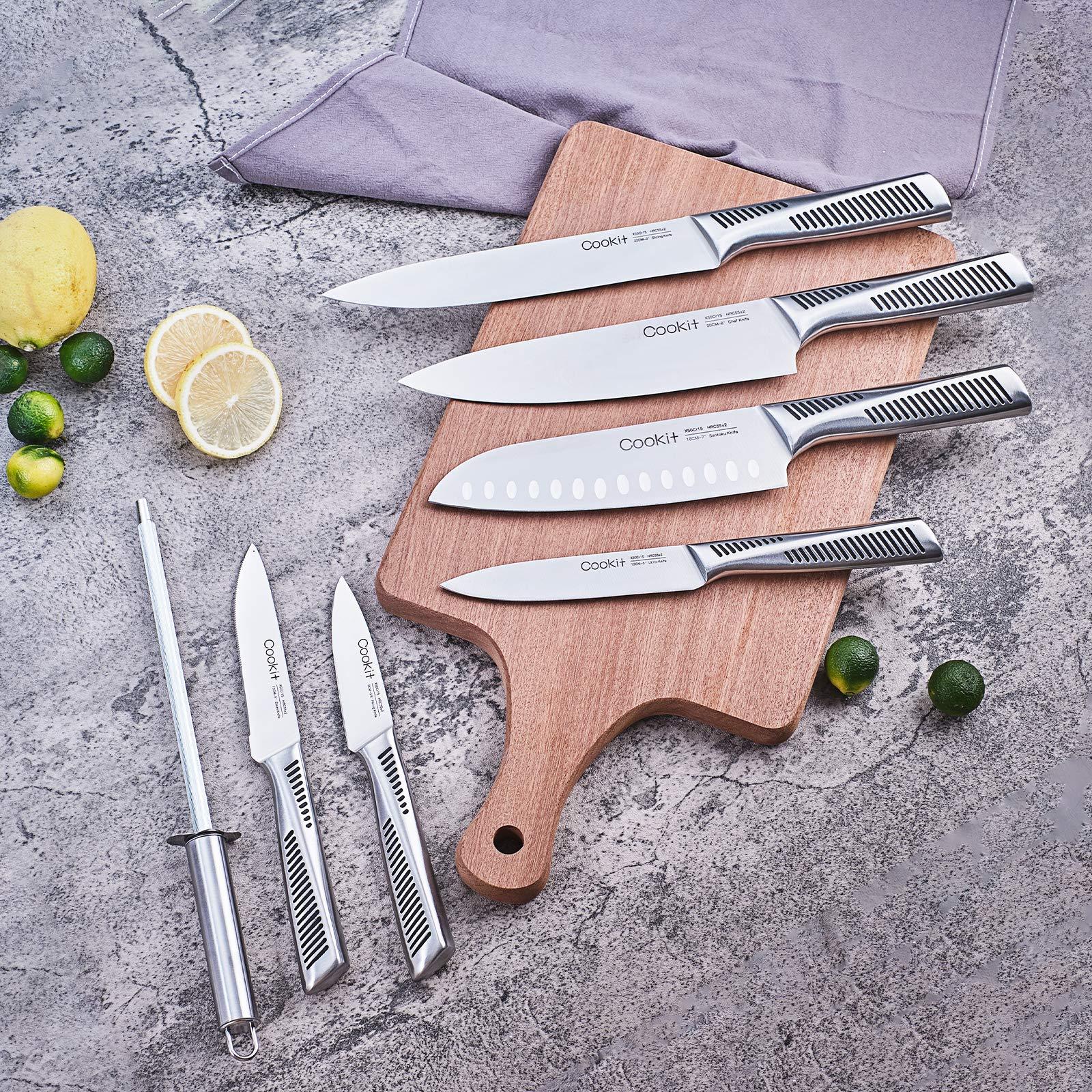 15-Piece Kitchen Knife Set with Block & Sharpener