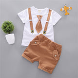 Baby Round Necktie Shorts T-shirt Set